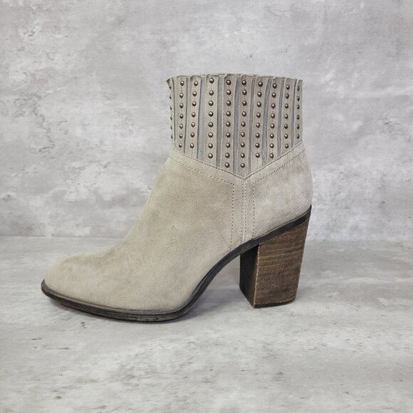 Lucky Brand Shoes - Lucky Brand Boot Womens 9.5 Gray Studded‎ Ankle Bootie Heeled Side Zip